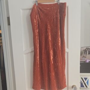 Maeve Rust Velvet Midi Skirt